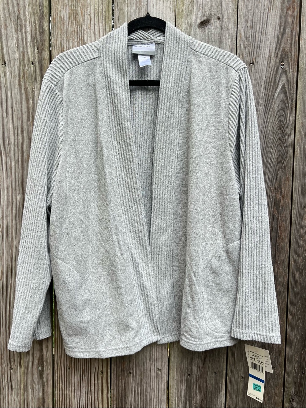 Alfred Dunner Heather Grey Simply Cozy Lightweight Knit Cardigan XL Petite NWT